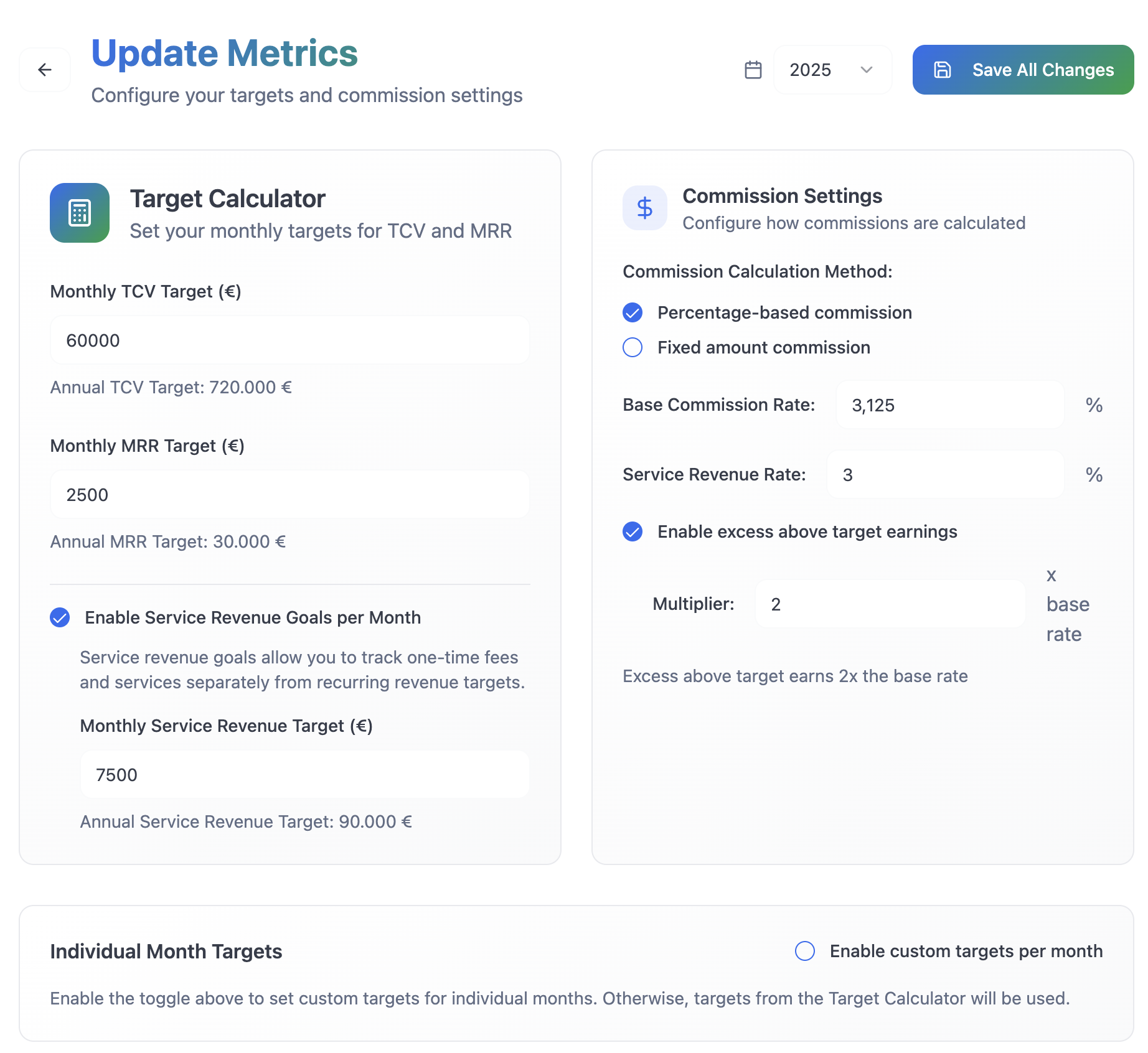 Setup metrics in QuotaIQ dashboard